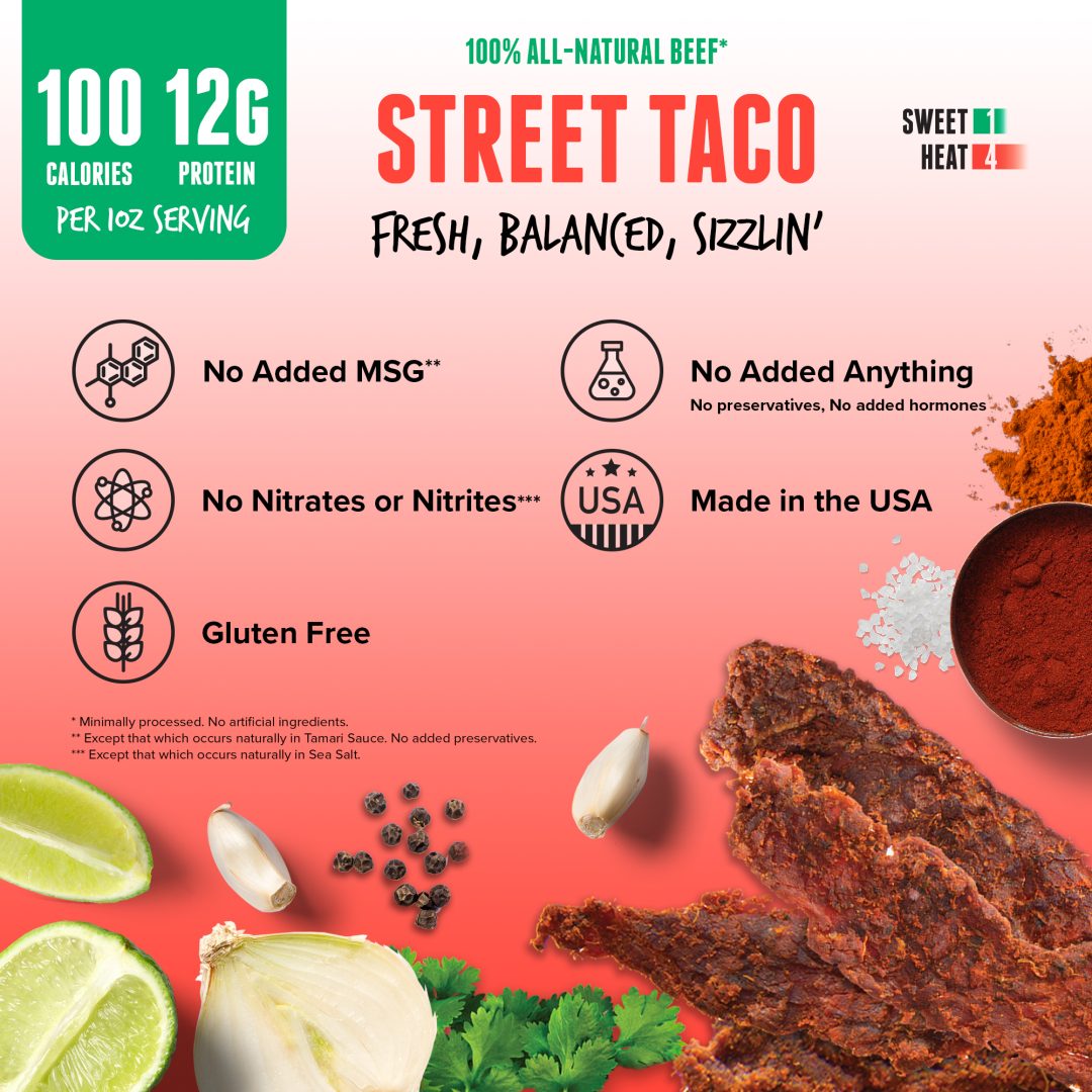 Baja Vida Beef Jerky Street Taco Callouts