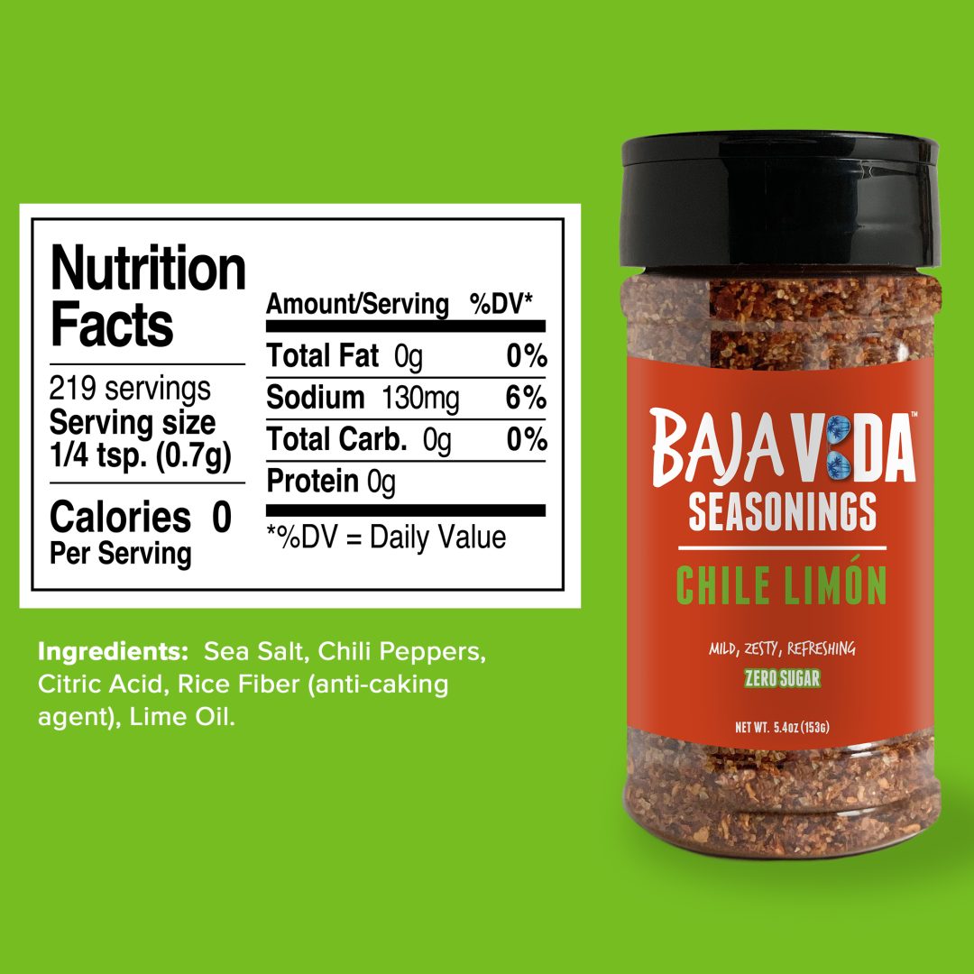 Baja Vida Seasonings - Chile Limón - Nutrition Fact Panel