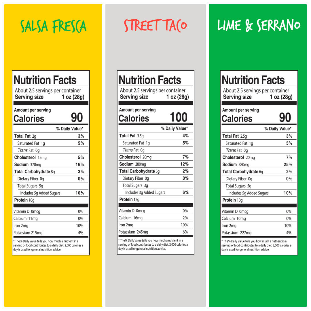 Variety Pack Fiesta Nutrition Label