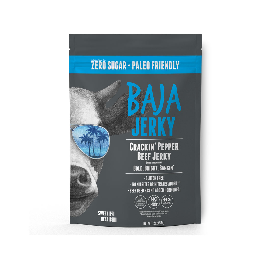 Crackin' Pepper Beef Jerky Bold, Bright, Bangin' Baja Jerky